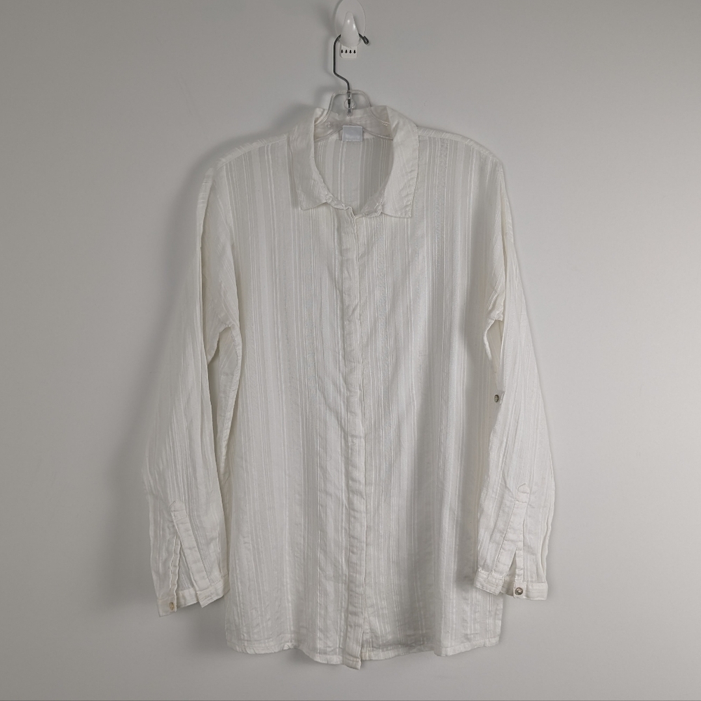 Vero Moda Textured White Long Sleeve Blouse - Size XS